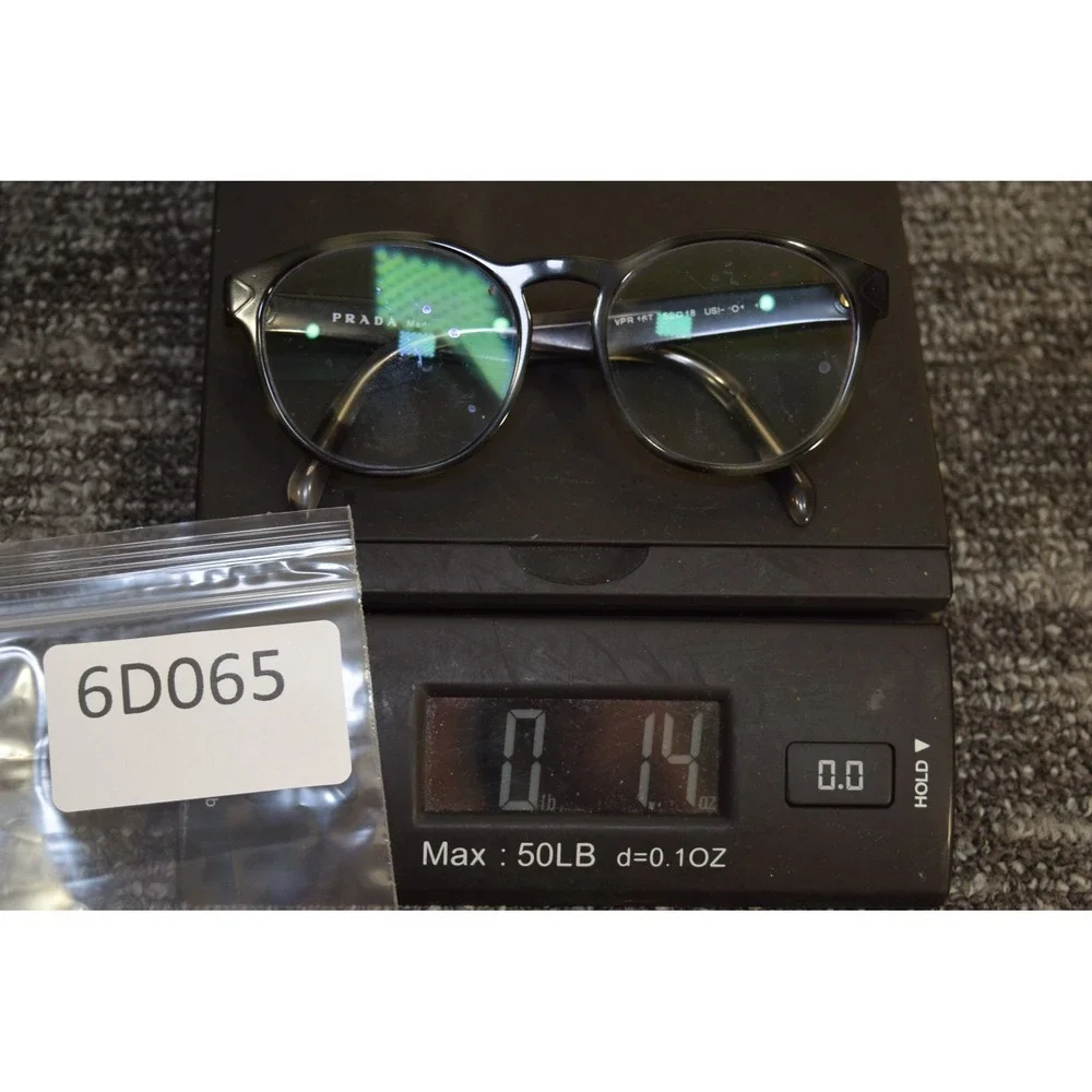 Prada VPR 16T USI-1O1 Round Black Tortoise Eyeglasses 52 18 140 Italy